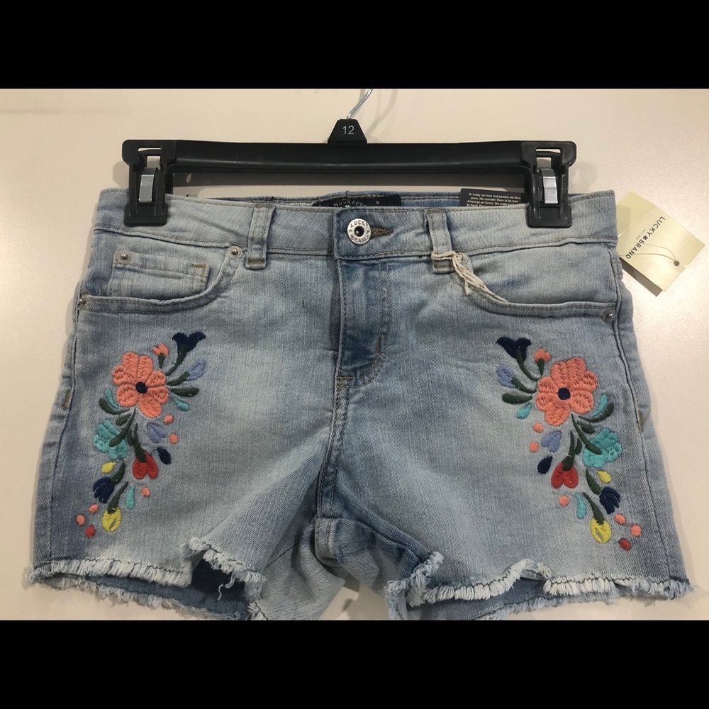 Short embroidery for girls blue jean denim shorts
